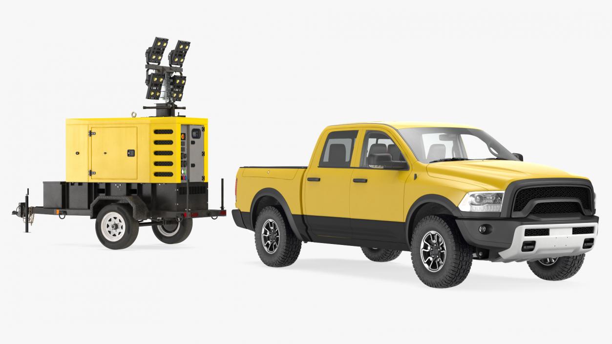 3D Pickup Truck Towing Mobile Generator