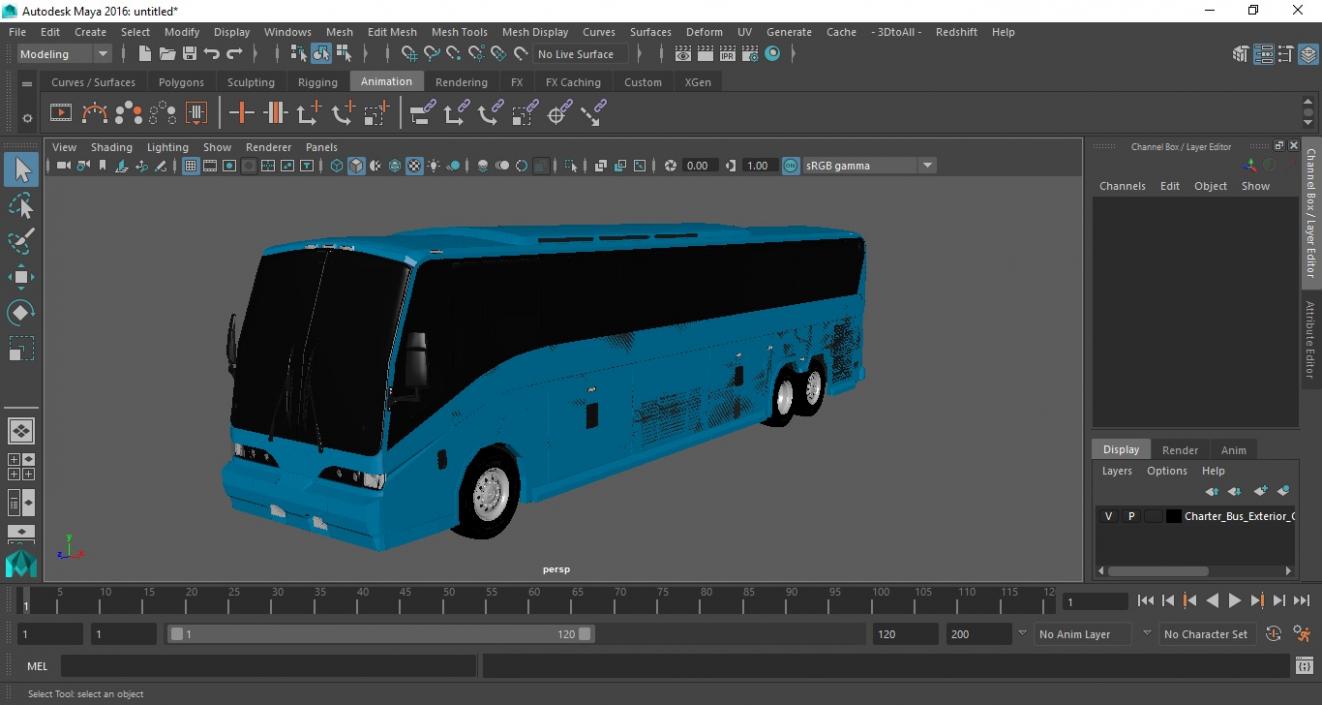 3D model Charter Bus Exterior Only