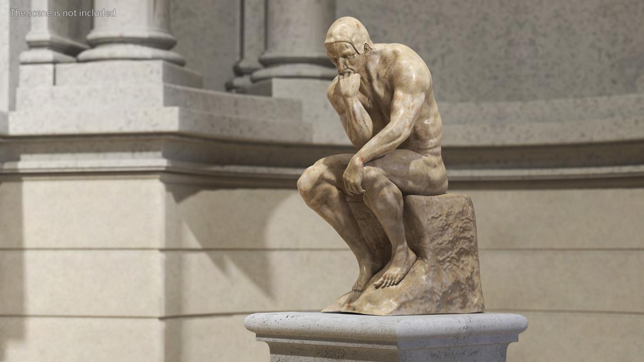 3D model The Thinker Statue Marble