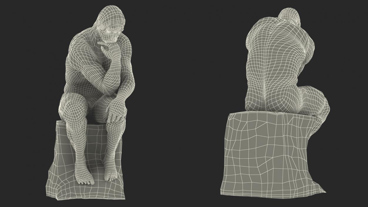 3D model The Thinker Statue Marble