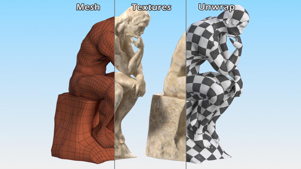 3D model The Thinker Statue Marble