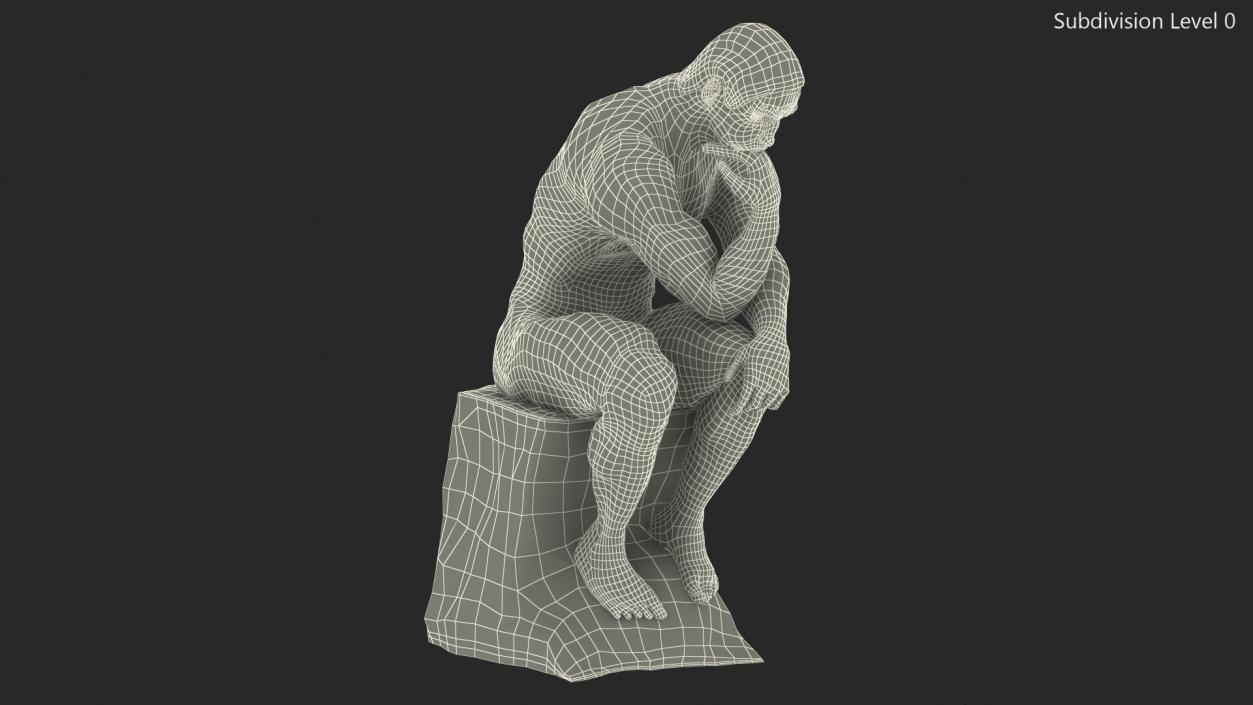 3D model The Thinker Statue Marble