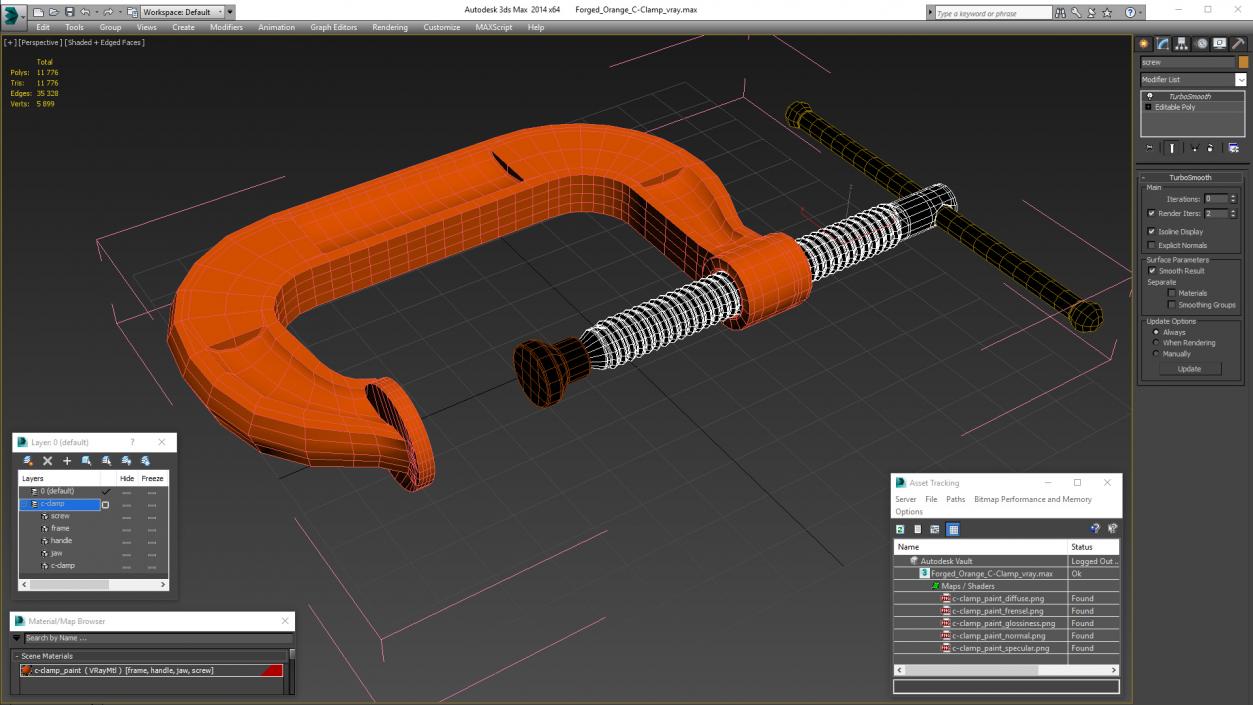 3D Forged Orange C-Clamp