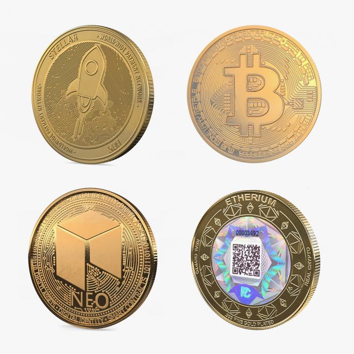 3D Cryptocurrency Coins Gold Collection