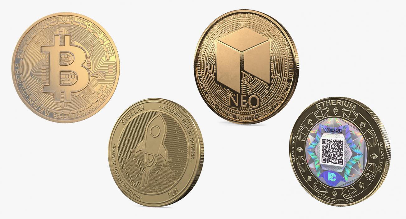 3D Cryptocurrency Coins Gold Collection