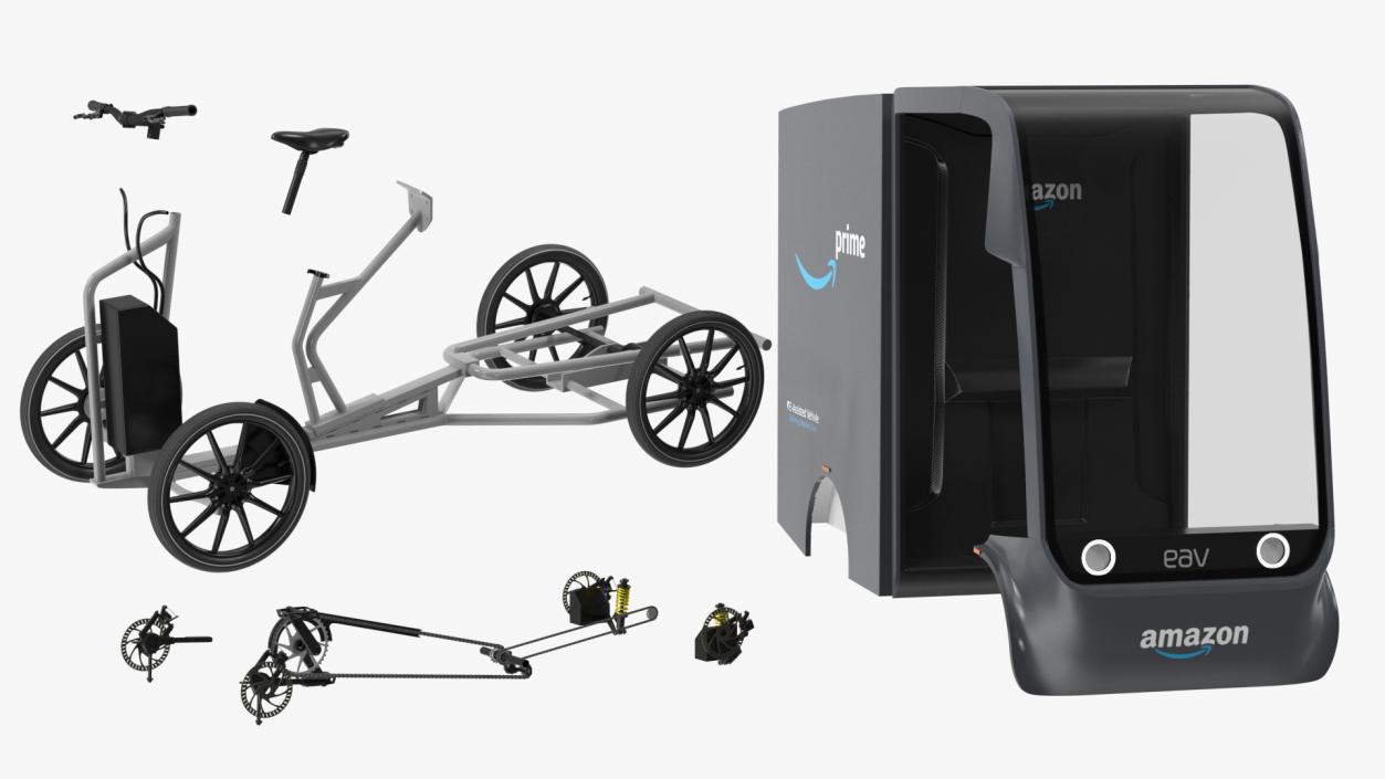 EAV Cargo Delivery Bike Amazon Rigged 3D