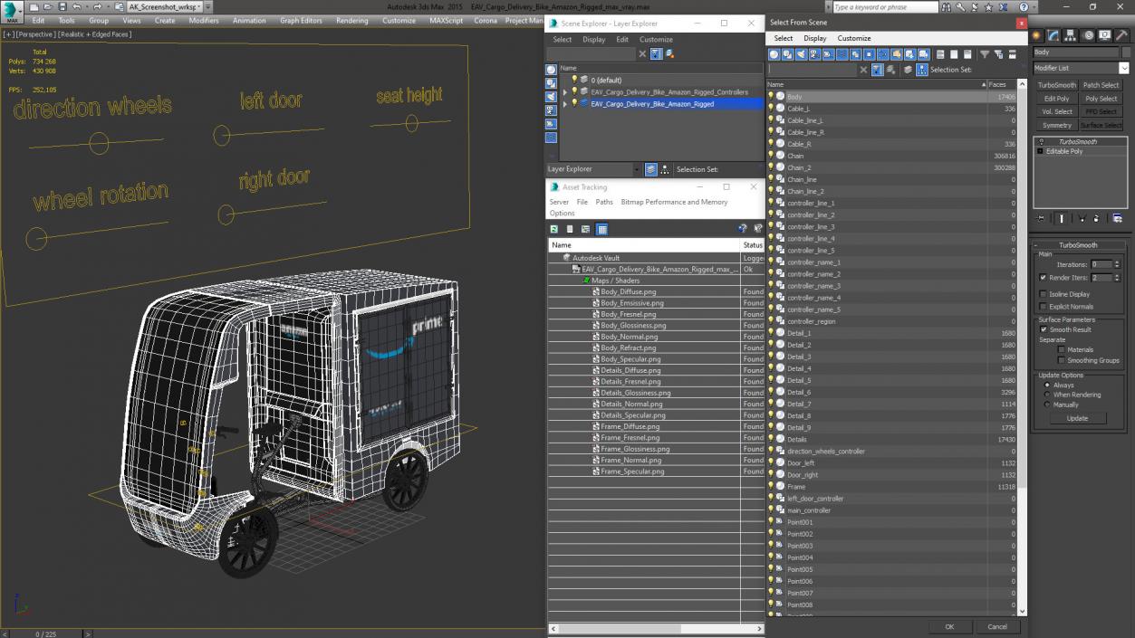 EAV Cargo Delivery Bike Amazon Rigged 3D