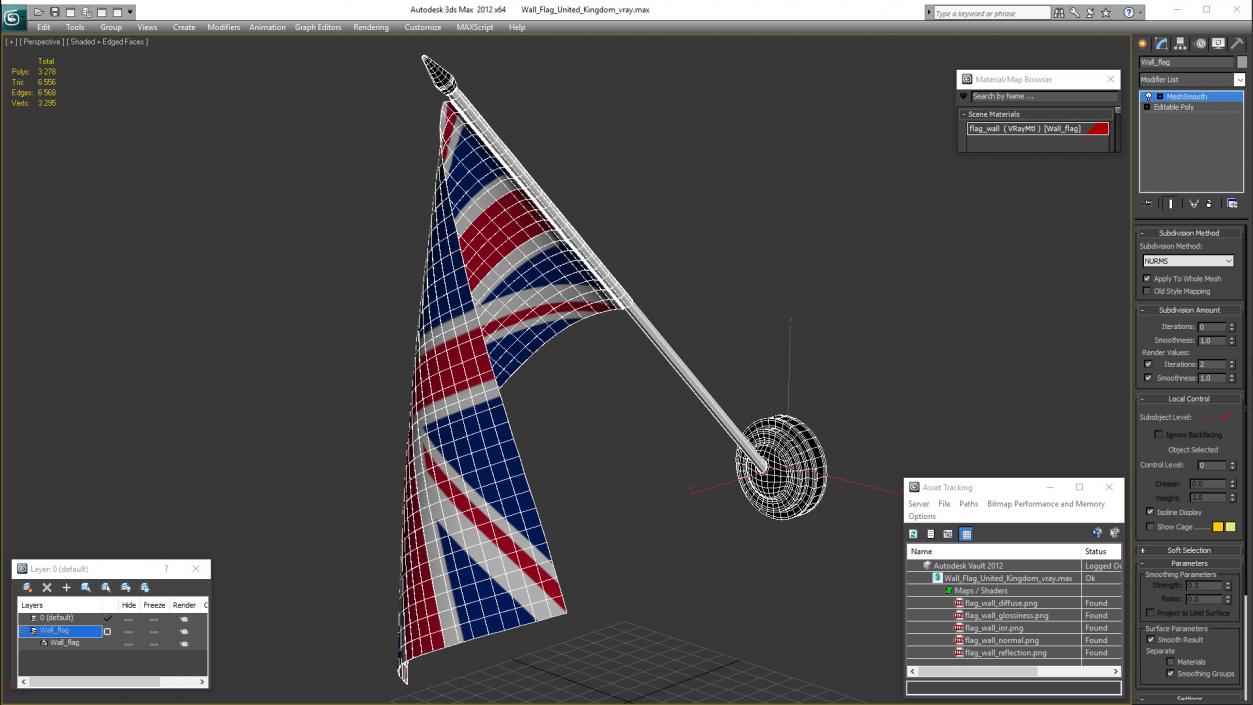 Wall Flag United Kingdom 3D model