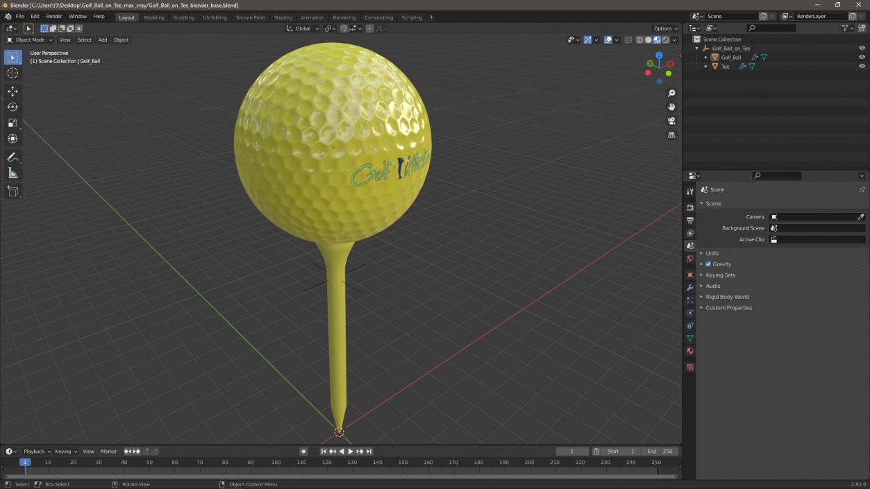 3D Golf Ball on Tee