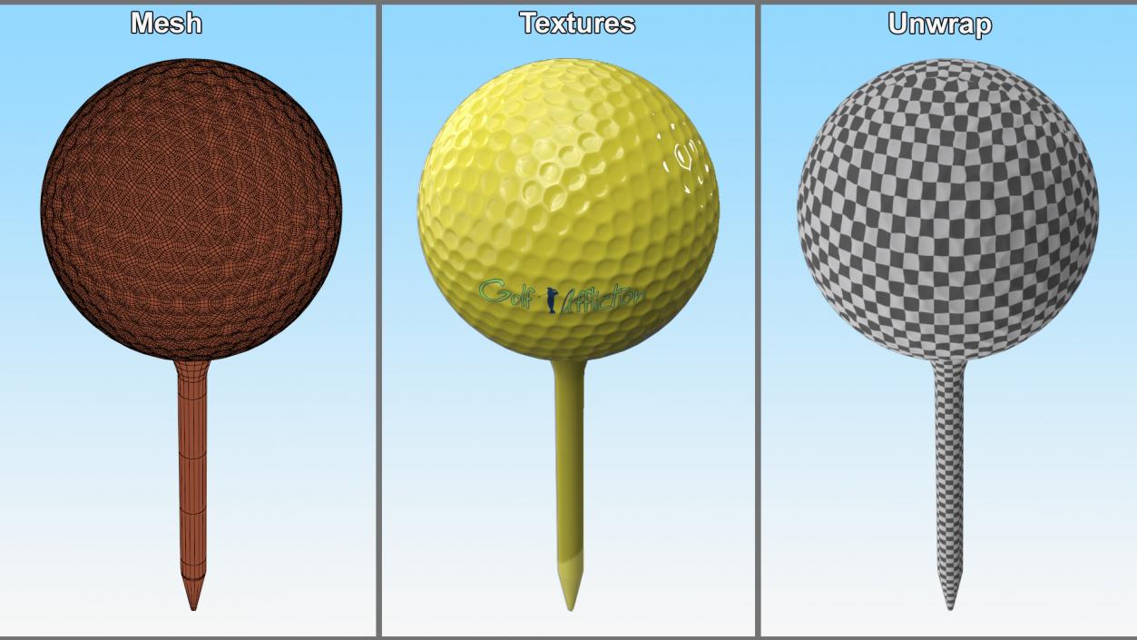 3D Golf Ball on Tee