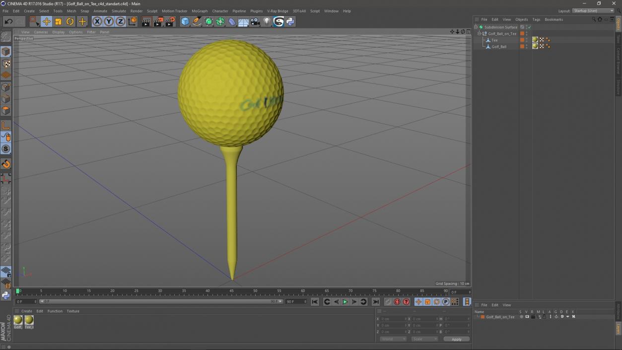 3D Golf Ball on Tee