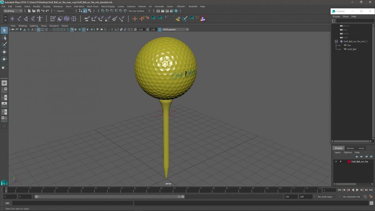 3D Golf Ball on Tee