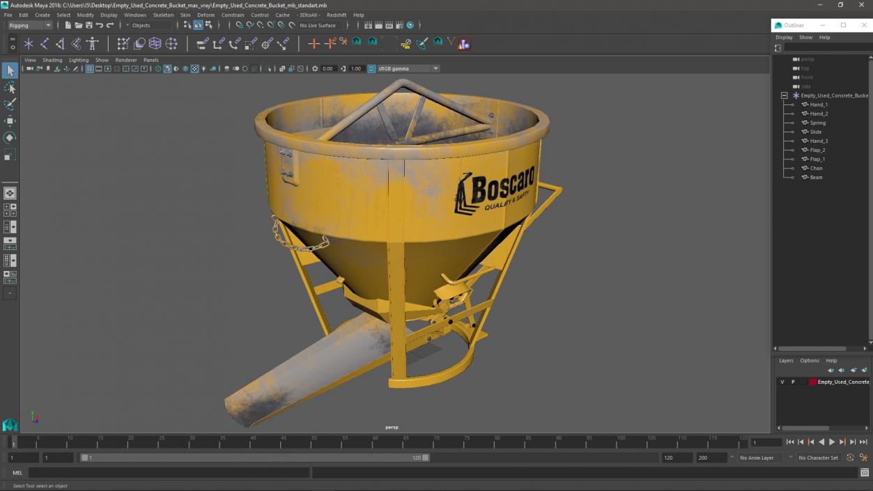 3D Empty Used Concrete Bucket