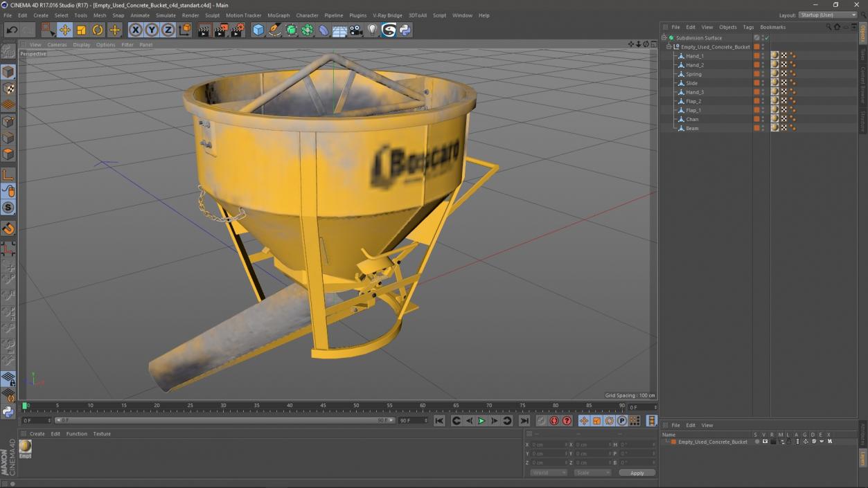 3D Empty Used Concrete Bucket