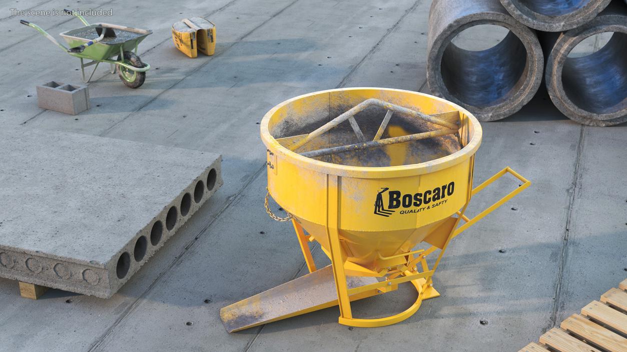 3D Empty Used Concrete Bucket