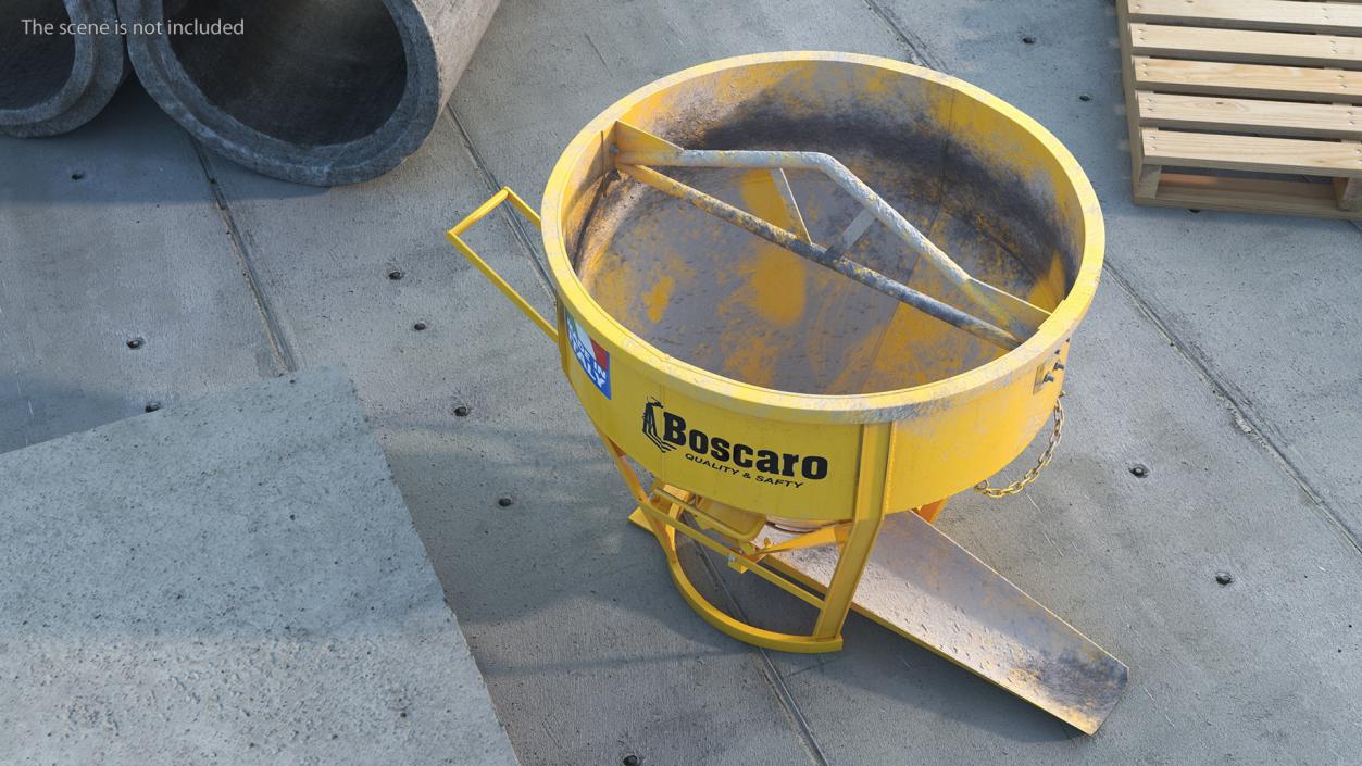 3D Empty Used Concrete Bucket