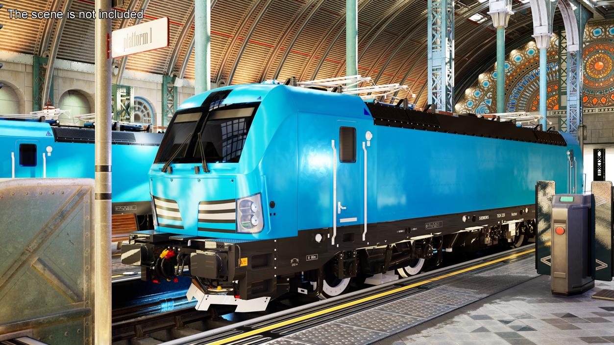 3D model Railway Modern Locomotive Blue