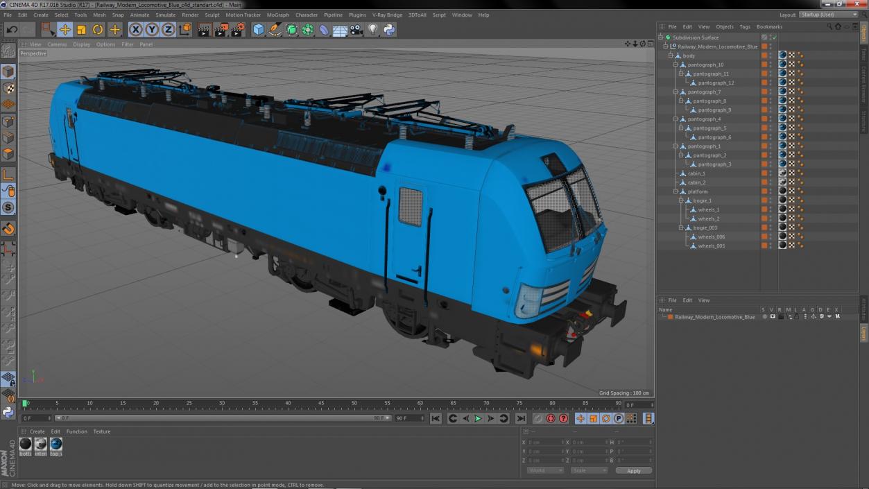 3D model Railway Modern Locomotive Blue