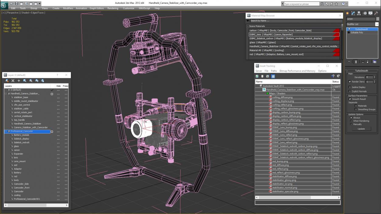 3D Handheld Camera Stabilizer with Camcorder