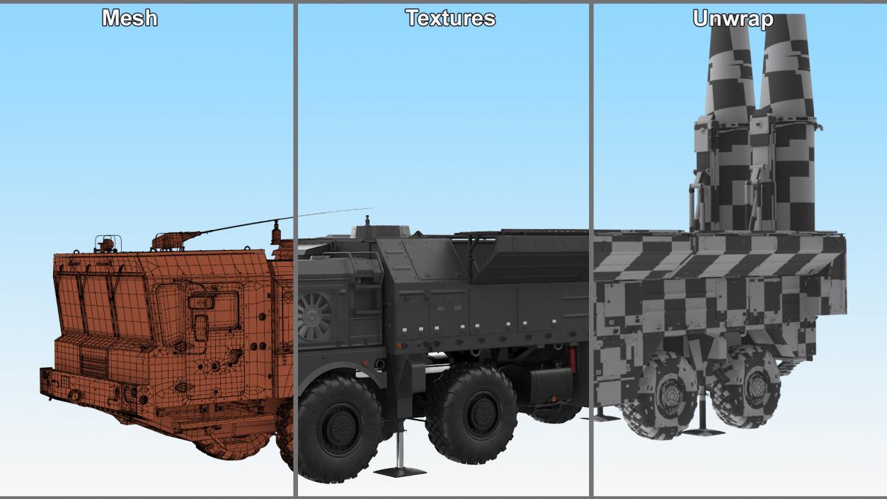 3D Military Missile Tactical Truck in Combat Readiness