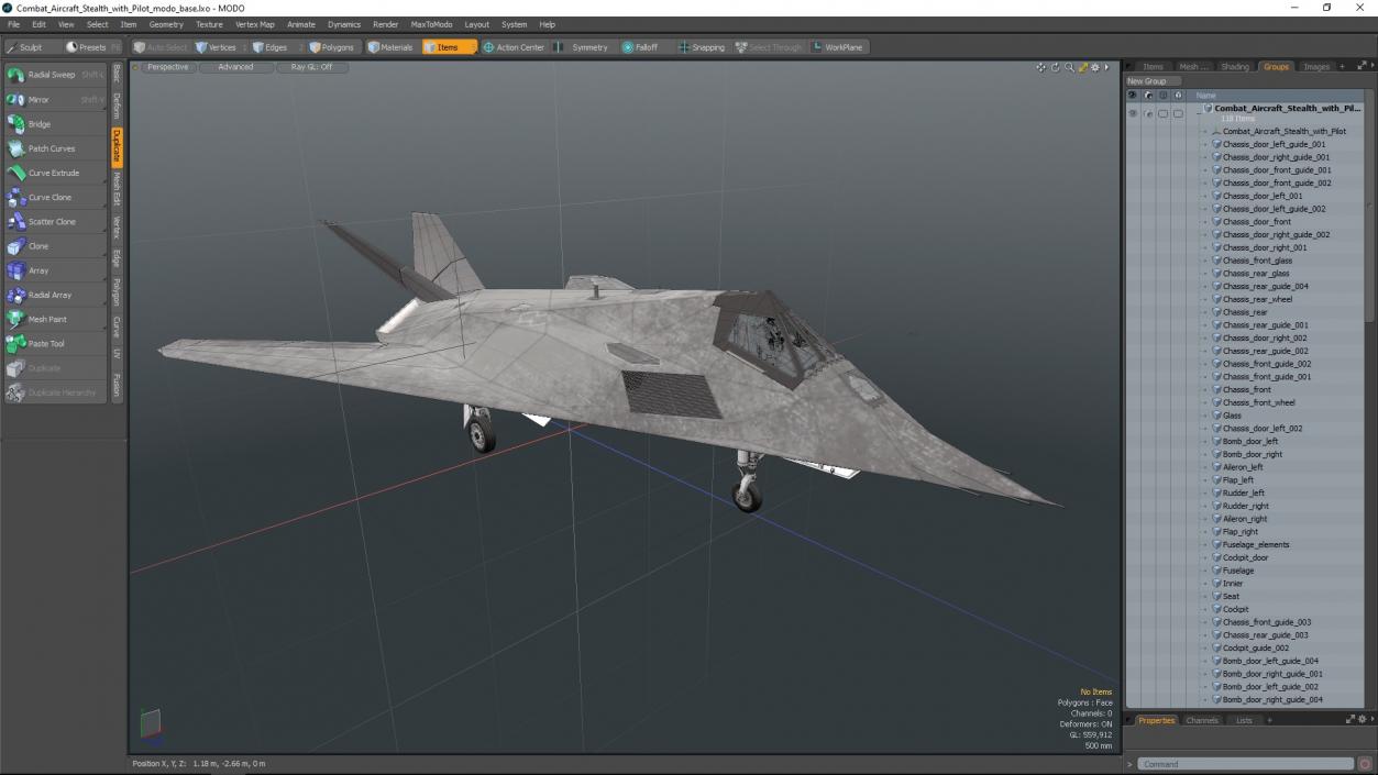 Combat Aircraft Stealth with Pilot 3D model