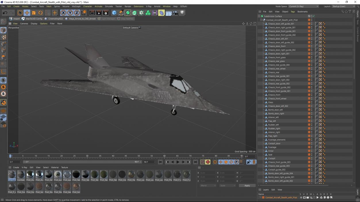 Combat Aircraft Stealth with Pilot 3D model