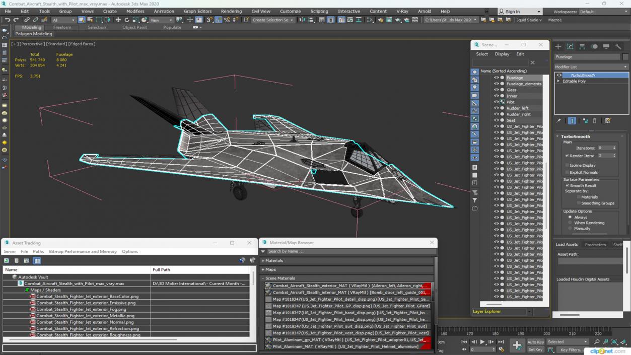 Combat Aircraft Stealth with Pilot 3D model