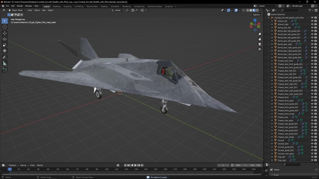 Combat Aircraft Stealth with Pilot 3D model