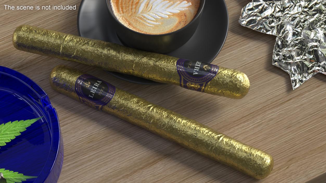 3D Leira Long Cannabis Cigar in Foil model