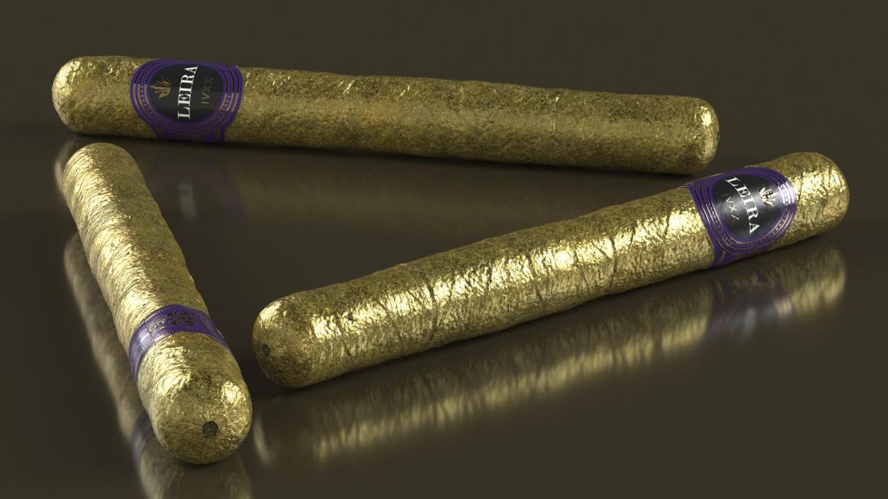 3D Leira Long Cannabis Cigar in Foil model