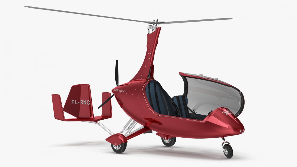 Gyroplane Calidus 912 Red Rigged 2 3D model