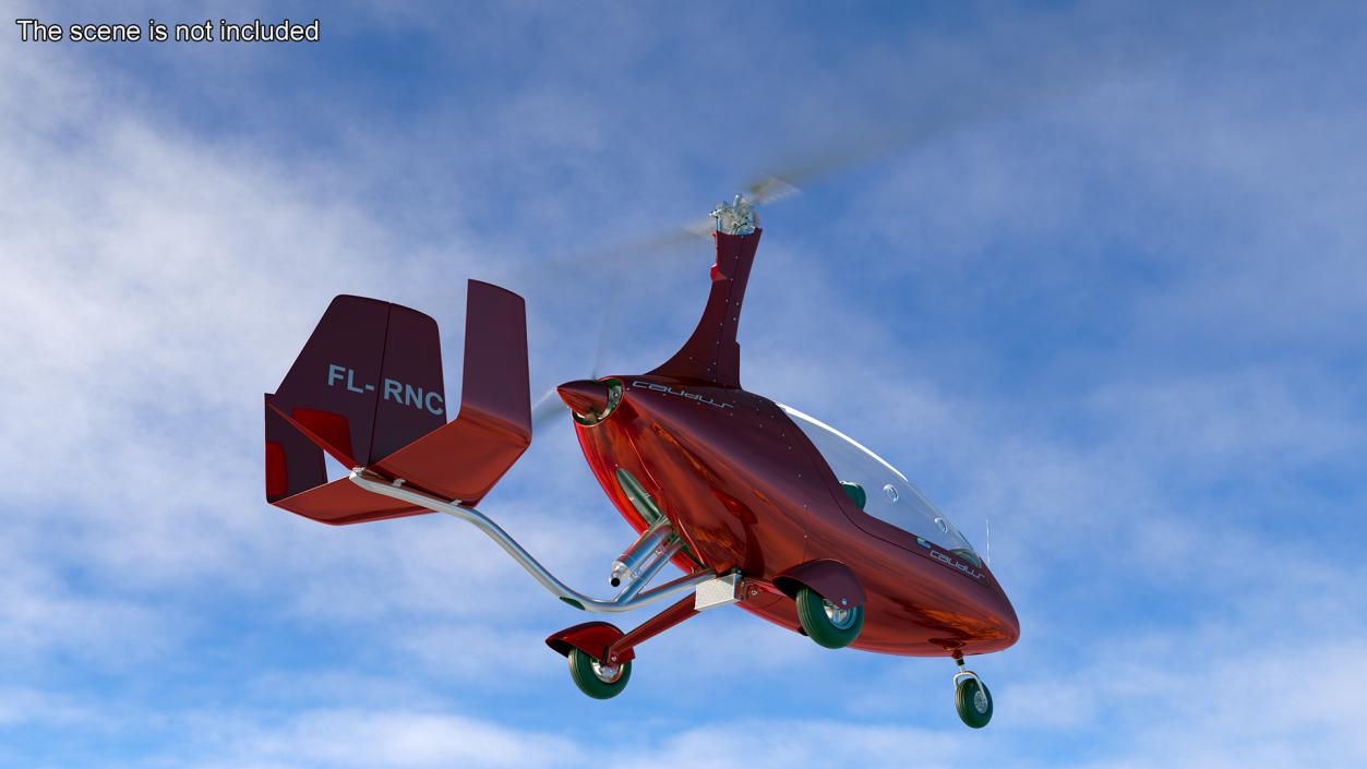 Gyroplane Calidus 912 Red Rigged 2 3D model