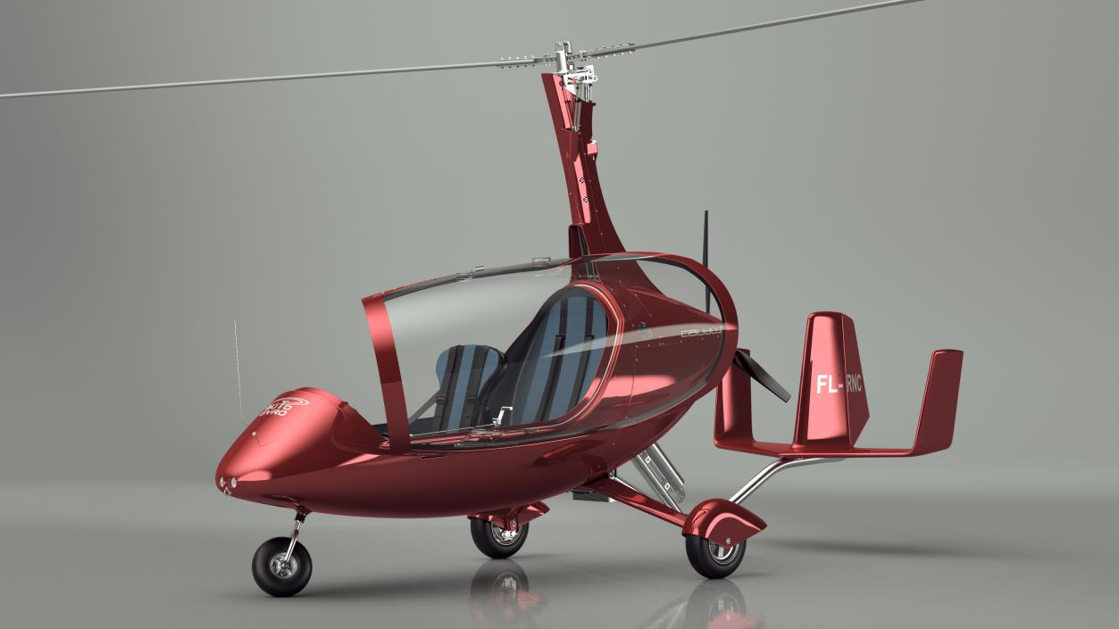 Gyroplane Calidus 912 Red Rigged 2 3D model