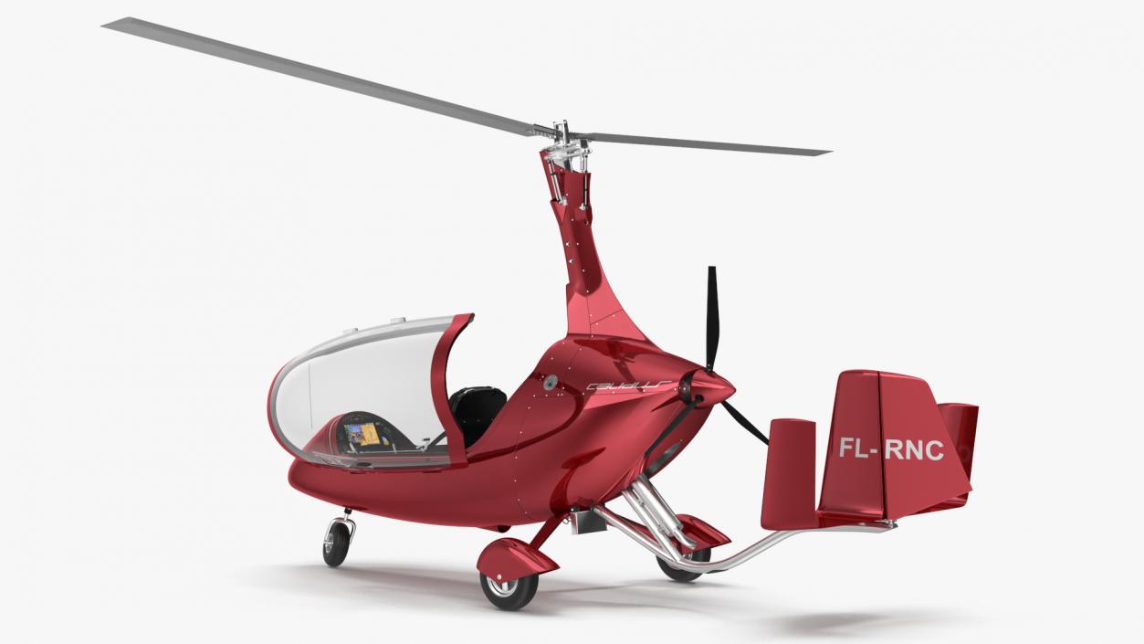 Gyroplane Calidus 912 Red Rigged 2 3D model