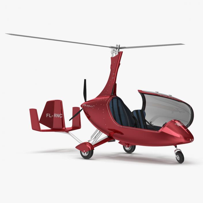 Gyroplane Calidus 912 Red Rigged 2 3D model