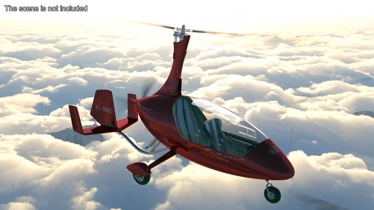 Gyroplane Calidus 912 Red Rigged 2 3D model