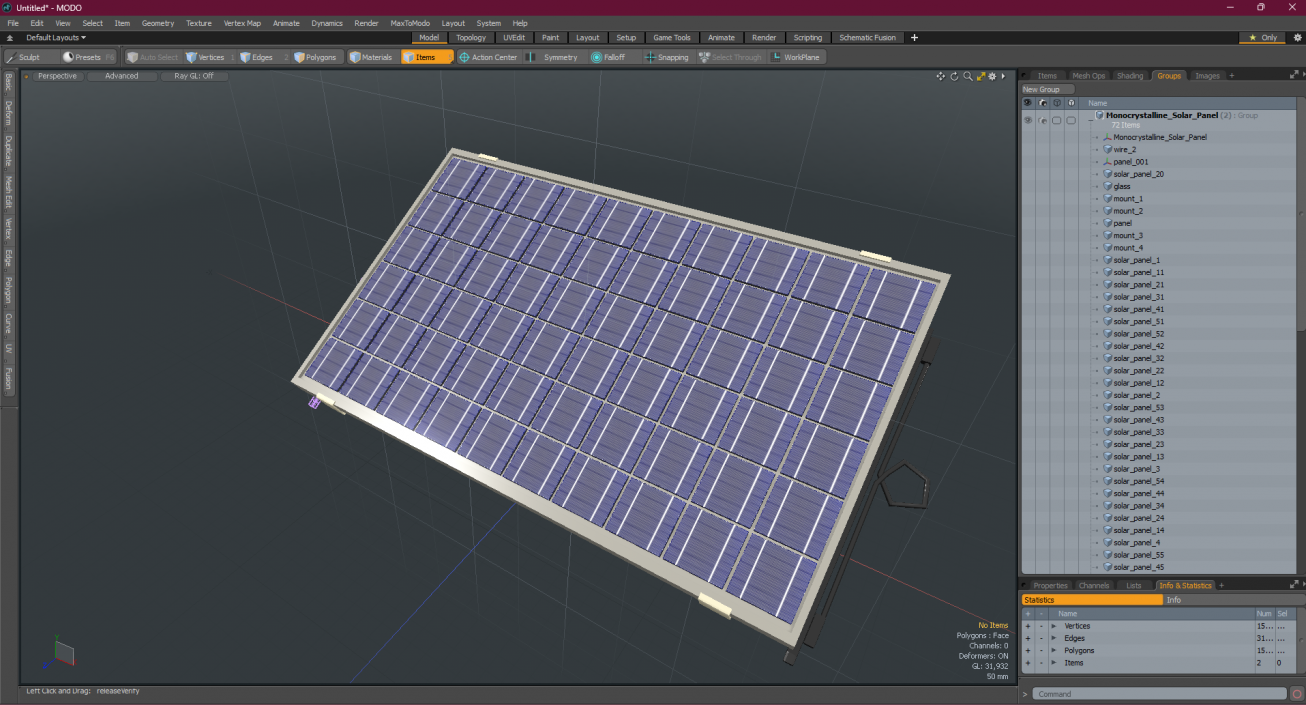 Monocrystalline Solar Panel 3D