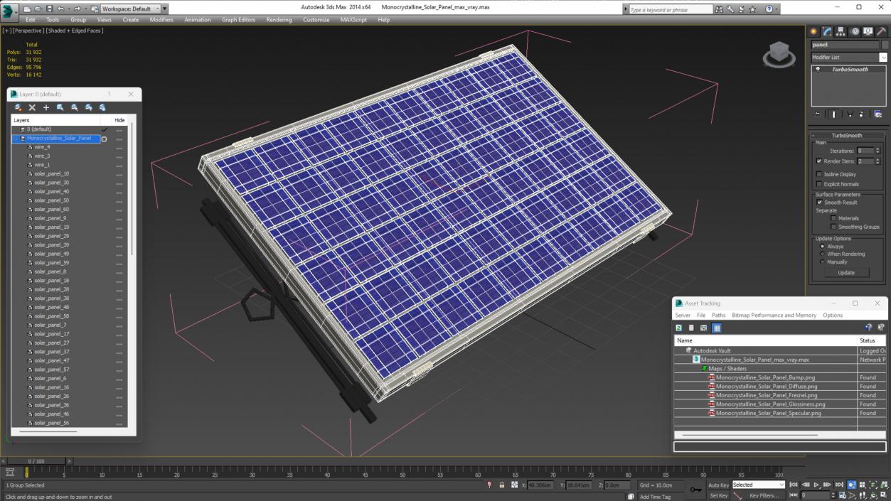 Monocrystalline Solar Panel 3D