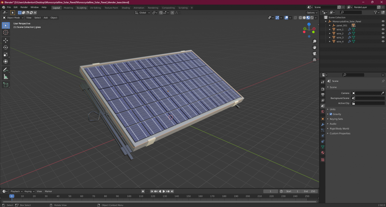 Monocrystalline Solar Panel 3D