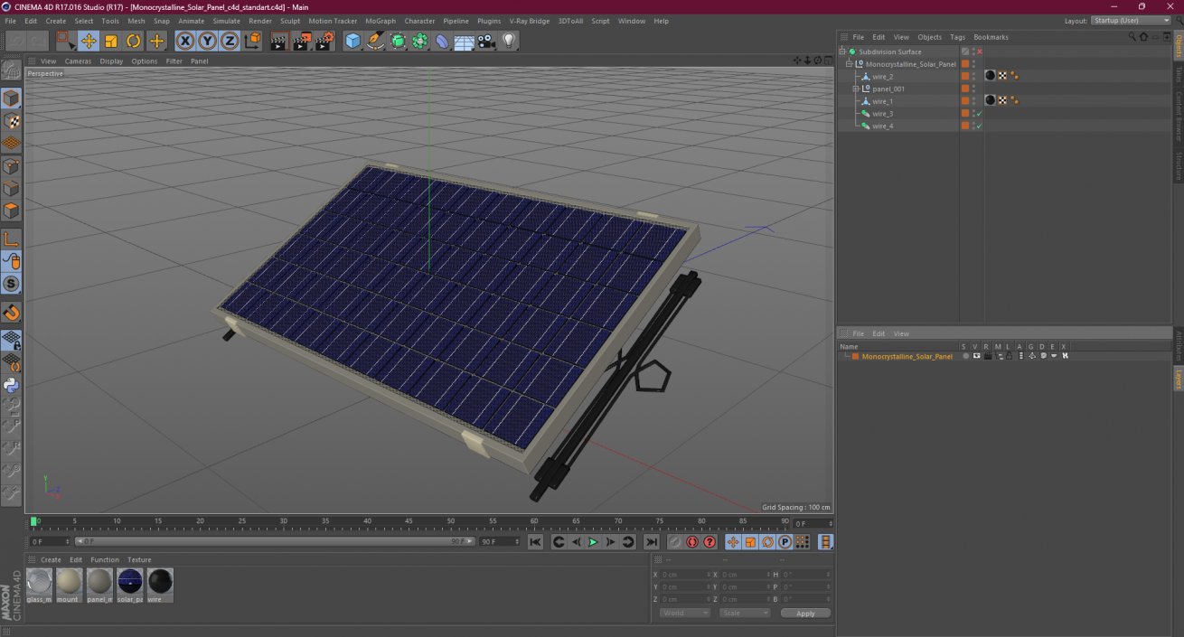 Monocrystalline Solar Panel 3D