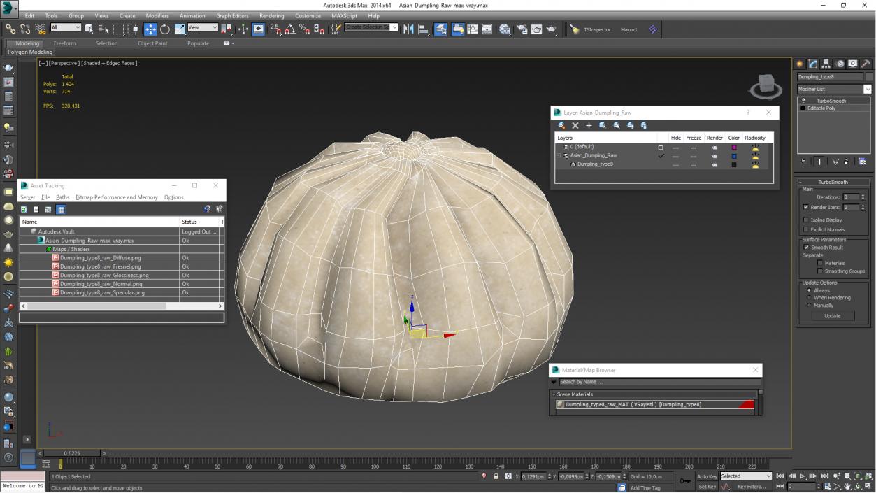 3D Asian Dumpling Raw for 3D Print 2 model