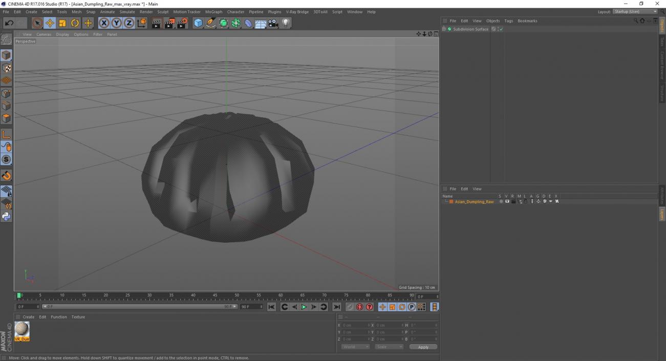 3D Asian Dumpling Raw for 3D Print 2 model