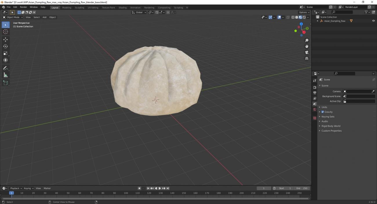 3D Asian Dumpling Raw for 3D Print 2 model