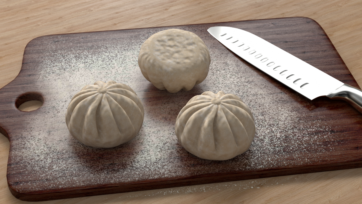 3D Asian Dumpling Raw for 3D Print 2 model