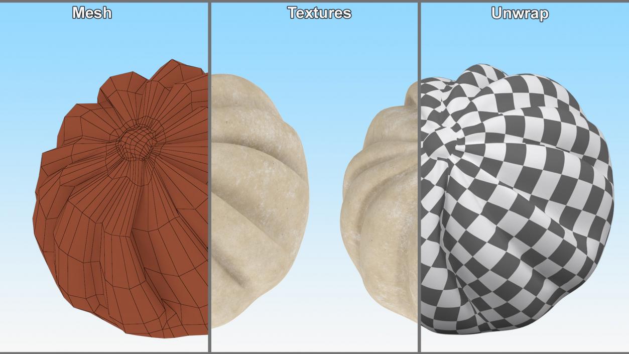 3D Asian Dumpling Raw for 3D Print 2 model