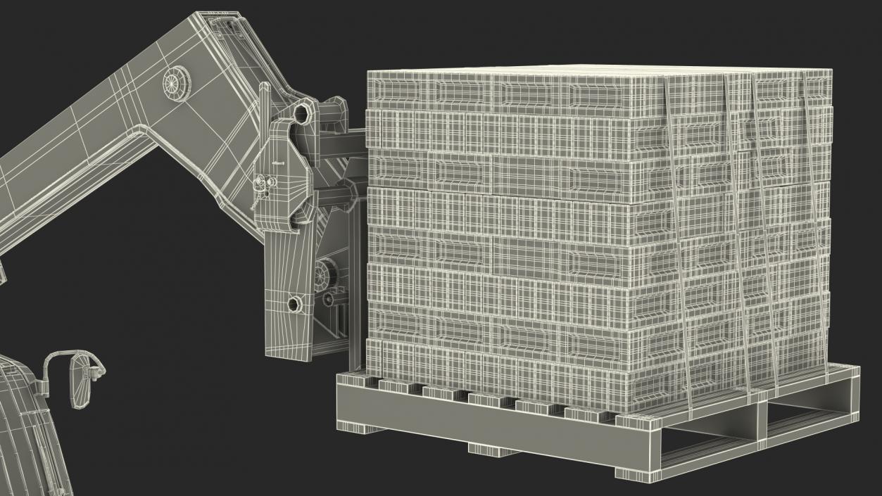 Telescopic Loader With Pallet of Bricks 3D model