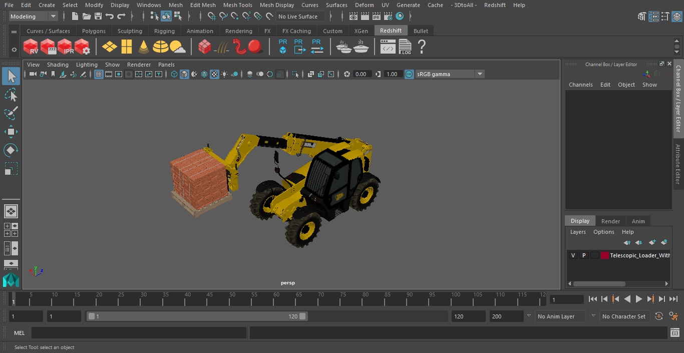 Telescopic Loader With Pallet of Bricks 3D model