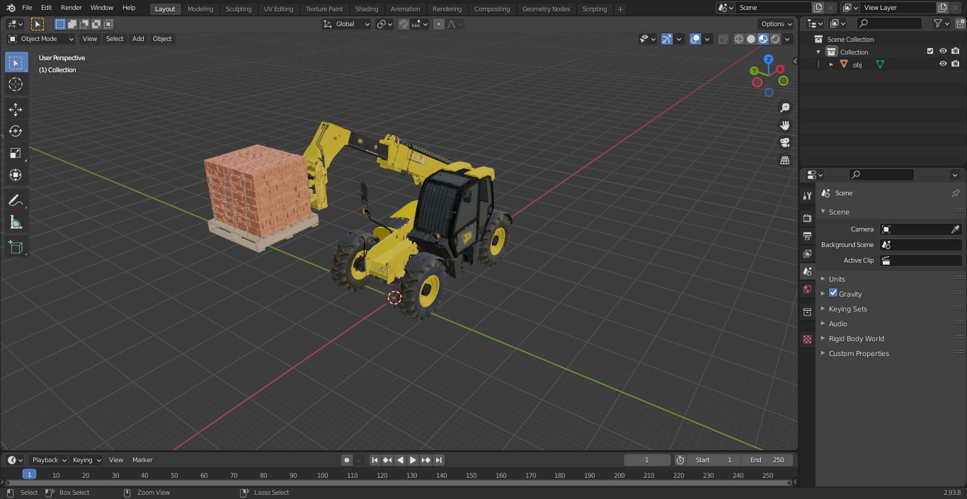 Telescopic Loader With Pallet of Bricks 3D model