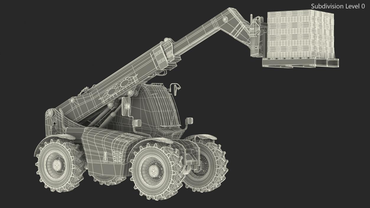 Telescopic Loader With Pallet of Bricks 3D model