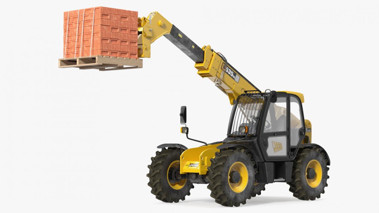 Telescopic Loader With Pallet of Bricks 3D model